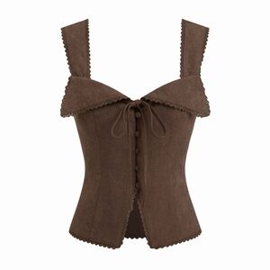 Cider Brown Lace-Up Corset Top